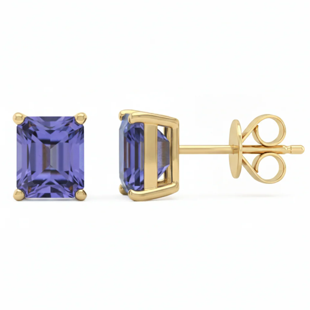 <span style="color:purple">SPECIAL!</span> 3.16ct 14kt Yellow Gold Tanzanite Gemstone Stud Earrings