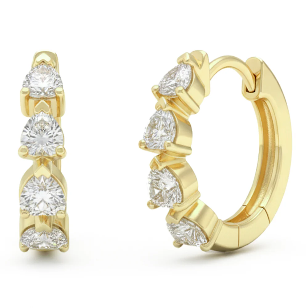 <span style="color:purple">SPECIAL!</span> .99ct G SI 14kt Yellow Gold Heart Diamond Hoop Earrings