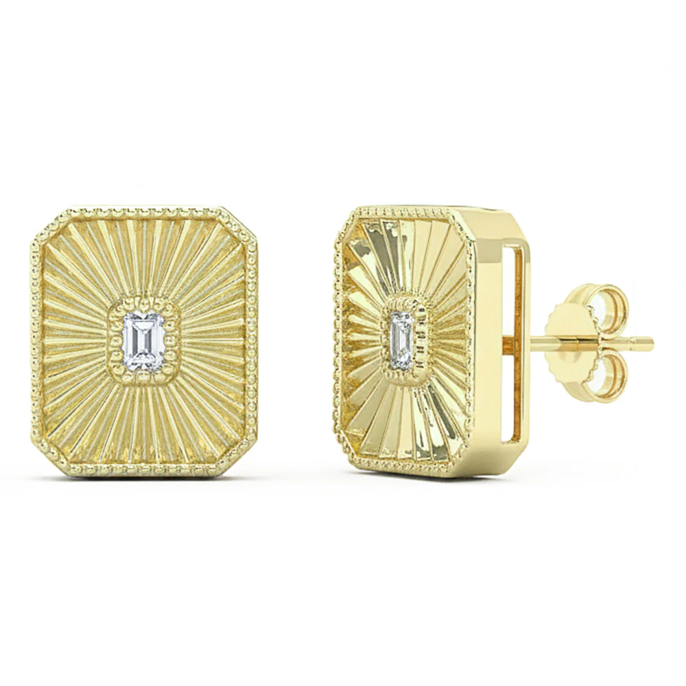 <span style="color:purple">SPECIAL!</span> .21ct G SI 14kt Yellow Gold Modern Square Diamond Stud Earrings