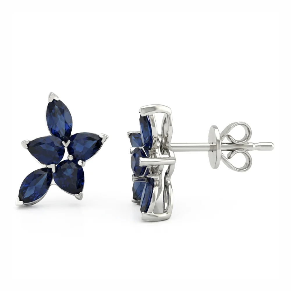 <span style="color:purple">SPECIAL!</span> 1.65ct G SI 14kt White Gold Blue Sapphire Gemstone Stud Earrings
