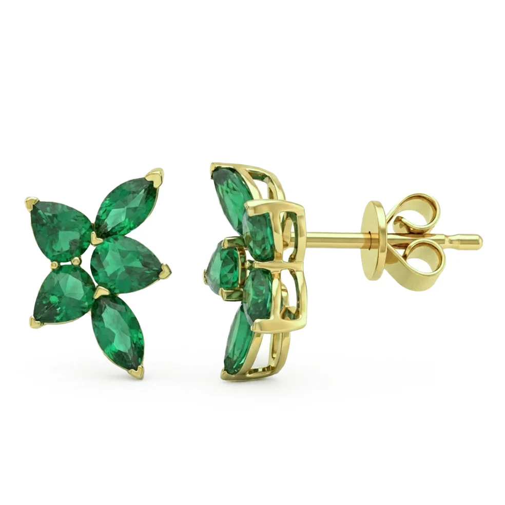 <span style="color:purple">SPECIAL!</span> 1.42ct G SI 14kt Yellow Gold Elegant Emerald Gemstone Stud Earrings