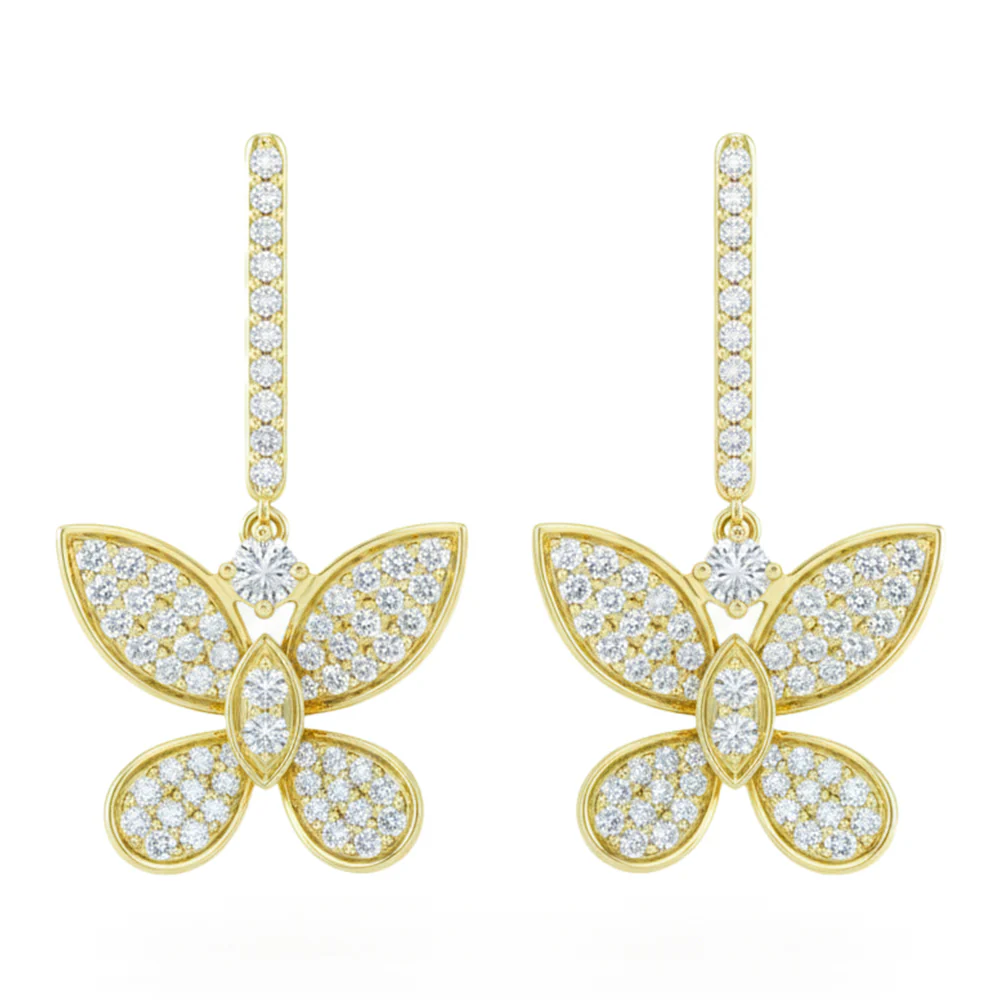 <span style="color:purple">SPECIAL!</span> .52ct G SI 14kt Yellow Gold Diamond Butterfly Drop Earrings