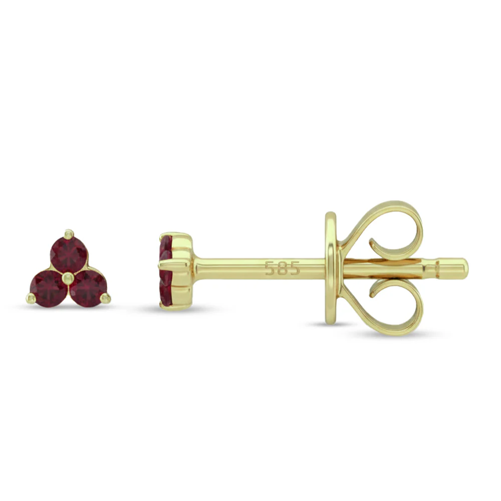 .09ct G SI 14kt Yellow Gold Ruby Gemstone Petite Stud Earrings