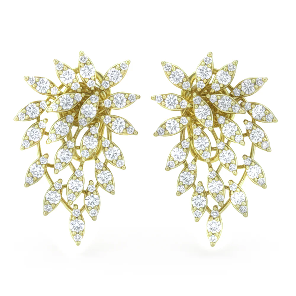 <span style="color:purple">SPECIAL!</span> 1.38ct G SI 14kt Yellow Gold Diamond Modern Studs Cocktail Earrings