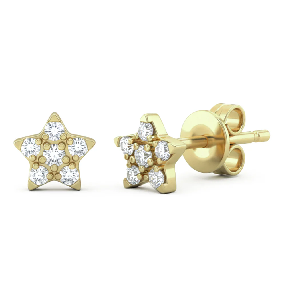 .10ct G SI 14kt Yellow Gold Diamond Star Stud Earrings