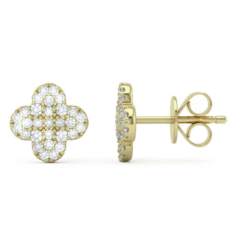 <span style="color:purple">SPECIAL!</span> .34ct G SI 14kt Yellow Gold Diamond Clover Stud Earrings