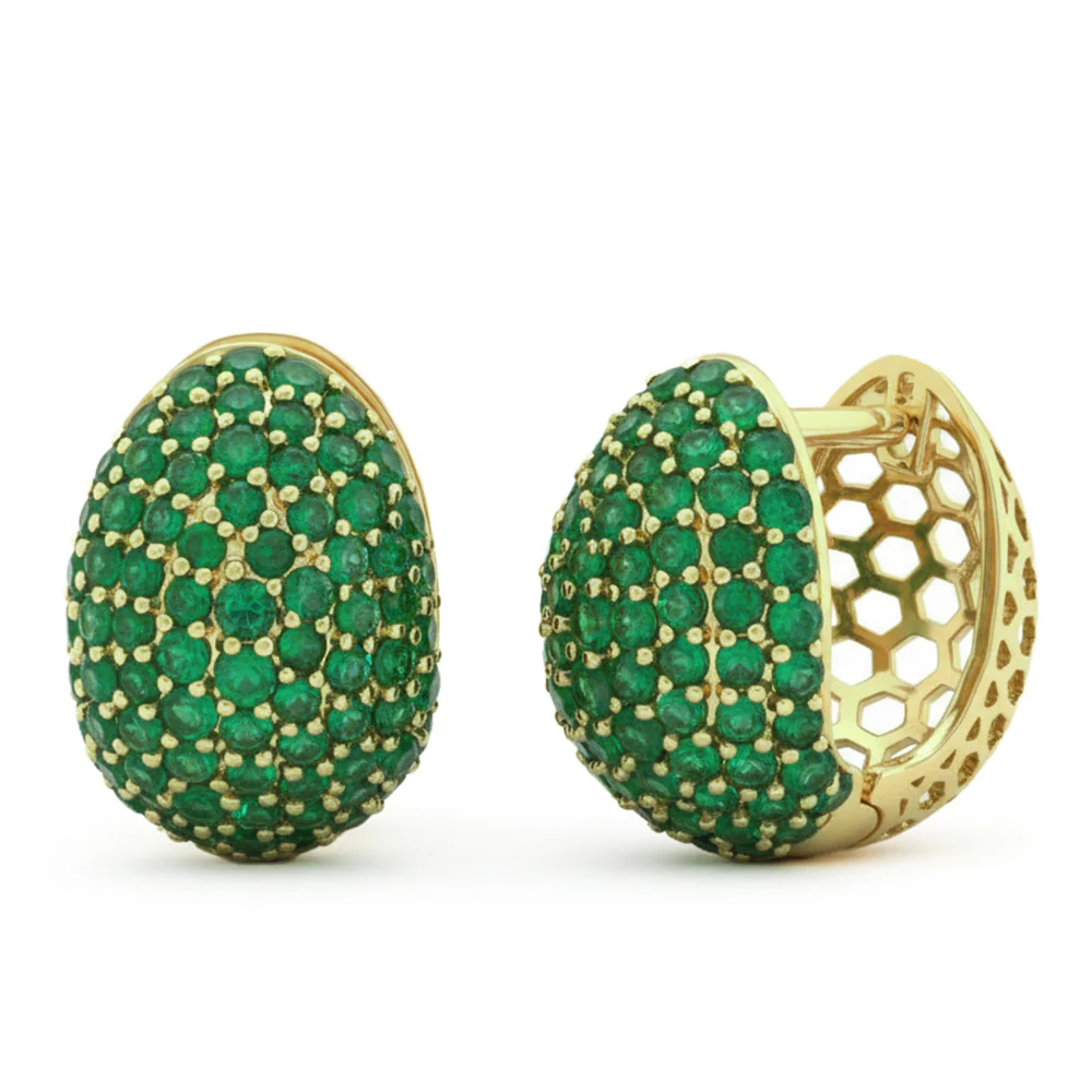 <span style="color:purple">SPECIAL!</span> 1.85ct G SI 14kt Yellow Gold Emerald Gemstone Hoop Earrings