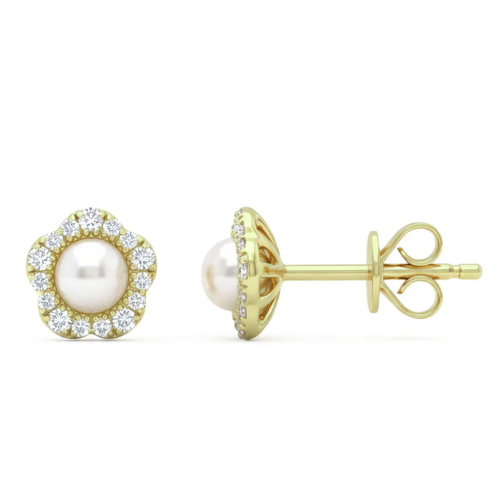 <span style="color:purple">SPECIAL!</span> .14ct G SI 14kt Yellow Gold Diamond & Pearl Stud Earrings