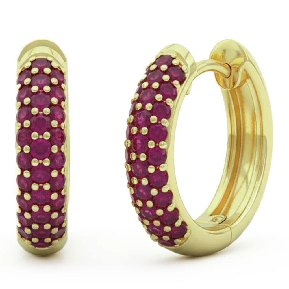 <span style="color:purple">SPECIAL!</span> .91ct G SI 14kt Yellow Gold Ruby Gemstone Hoop Earrings