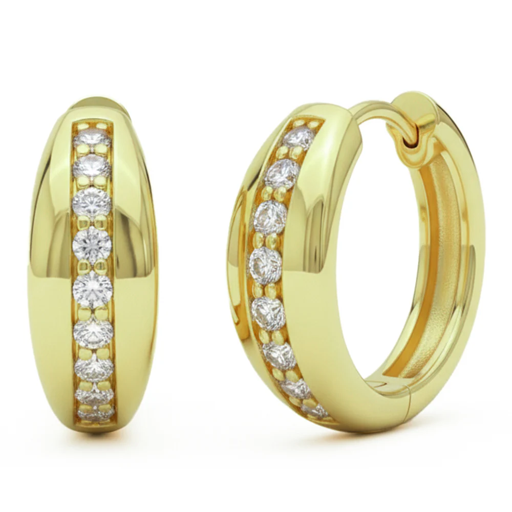 <span style="color:purple">SPECIAL!</span> .21ct G SI 14kt Yellow Gold Diamond Modern Hoop Earrings