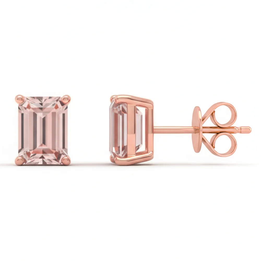 <span style="color:purple">SPECIAL!</span> 1.76ct G SI 14kt Rose Gold Morganite Gemstone Stud Earrings