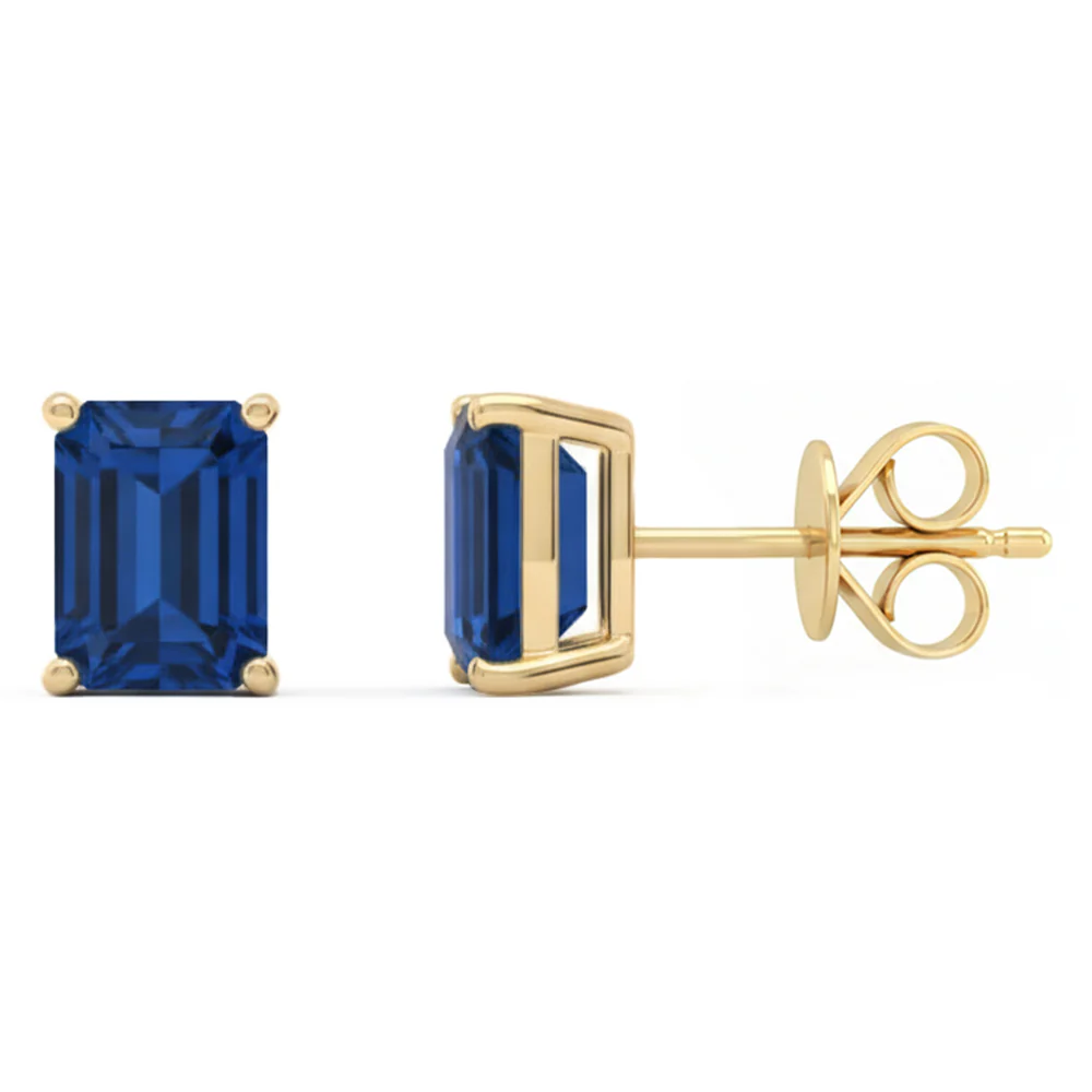 <span style="color:purple">SPECIAL!</span> 1.51ct 14kt Yellow Gold Blue Sapphire Gemstone Stud Earrings