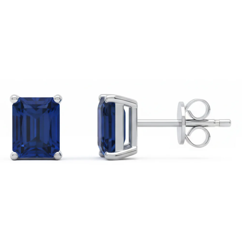 <span style="color:purple">SPECIAL!</span> 1.27ct 14kt White Gold Blue Sapphire Solitaire Earrings