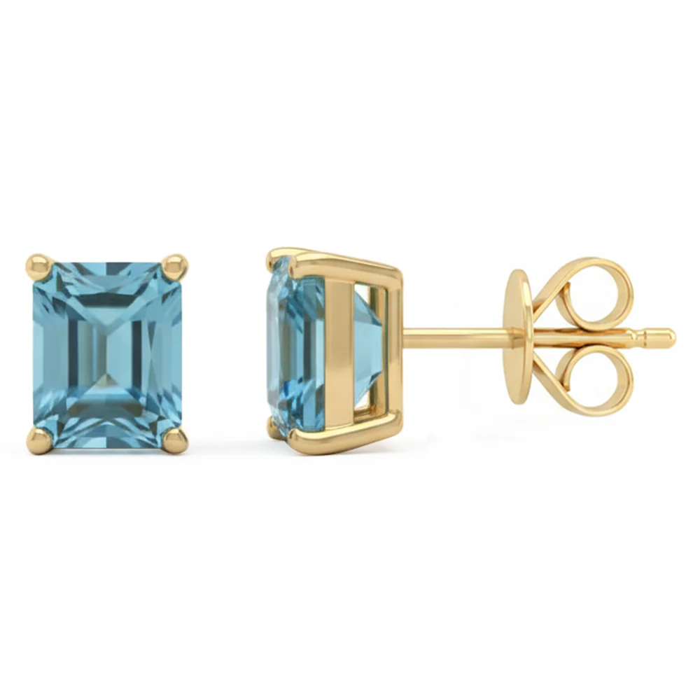 <span style="color:purple">SPECIAL!</span> 2.64ct 14kt Yellow Gold Aquamarine Gemstone Stud Earrings