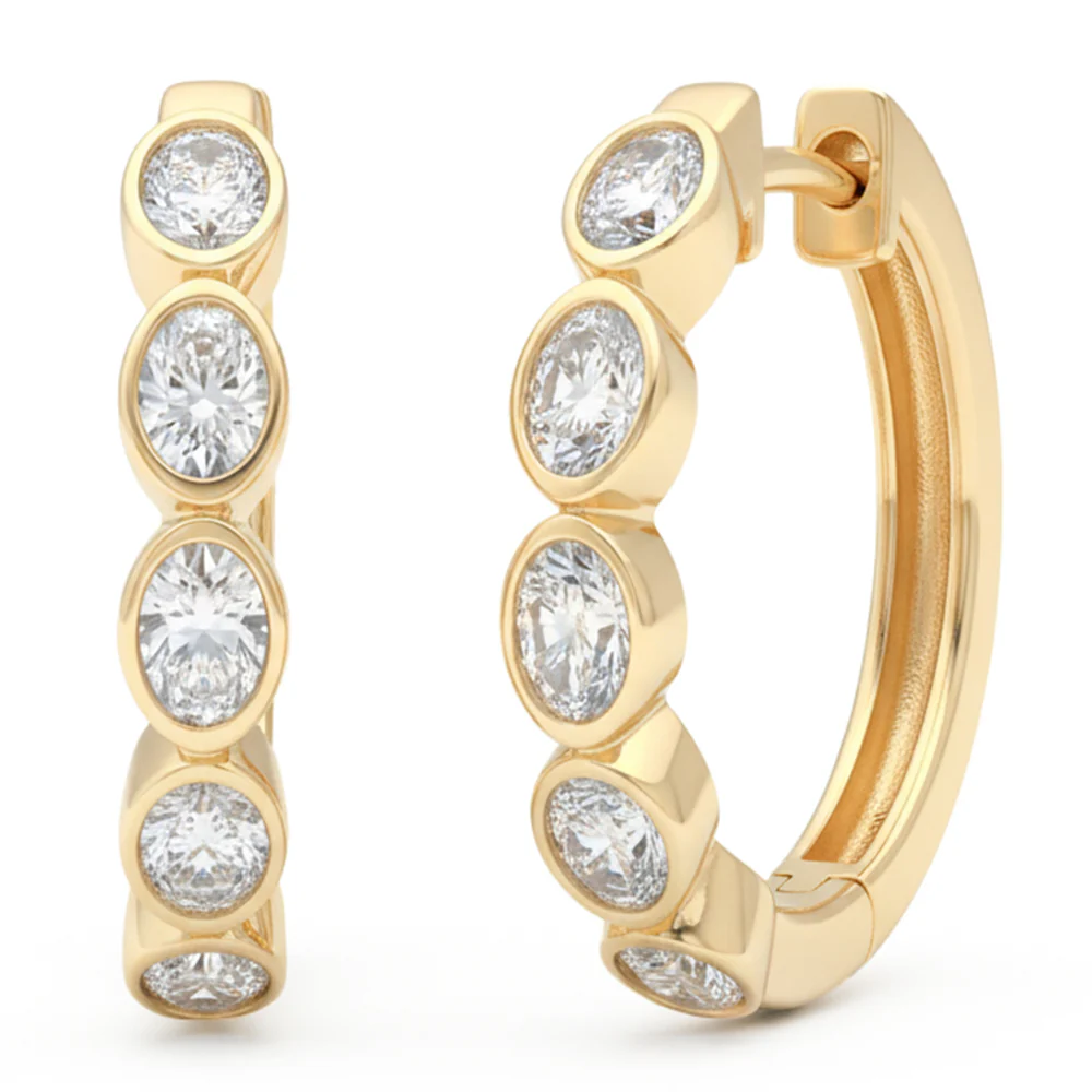 <span style="color:purple">SPECIAL!</span> .82ct G SI 14kt Yellow Gold Oval Diamond Hoop Earrings