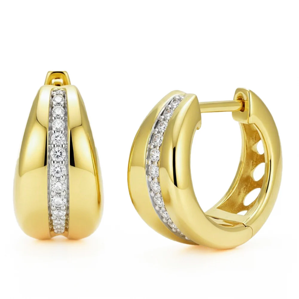 <span style="color:purple">SPECIAL!</span> .16ct G SI 14kt Yellow Gold Modern Diamond Hoop Earrings