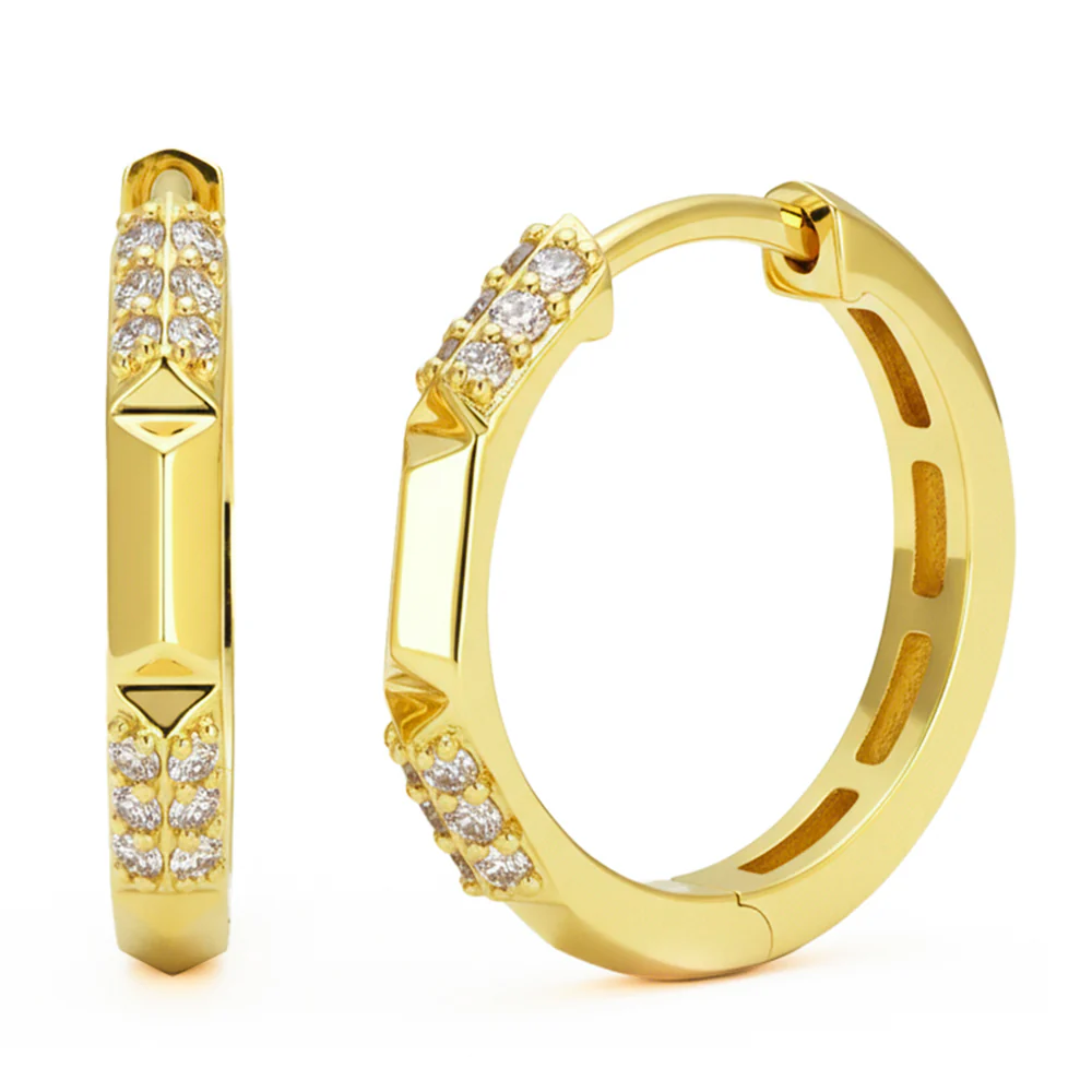 <span style="color:purple">SPECIAL!</span> .19ct G SI 14kt Yellow Gold Modern Diamond Thin Hoop Earrings