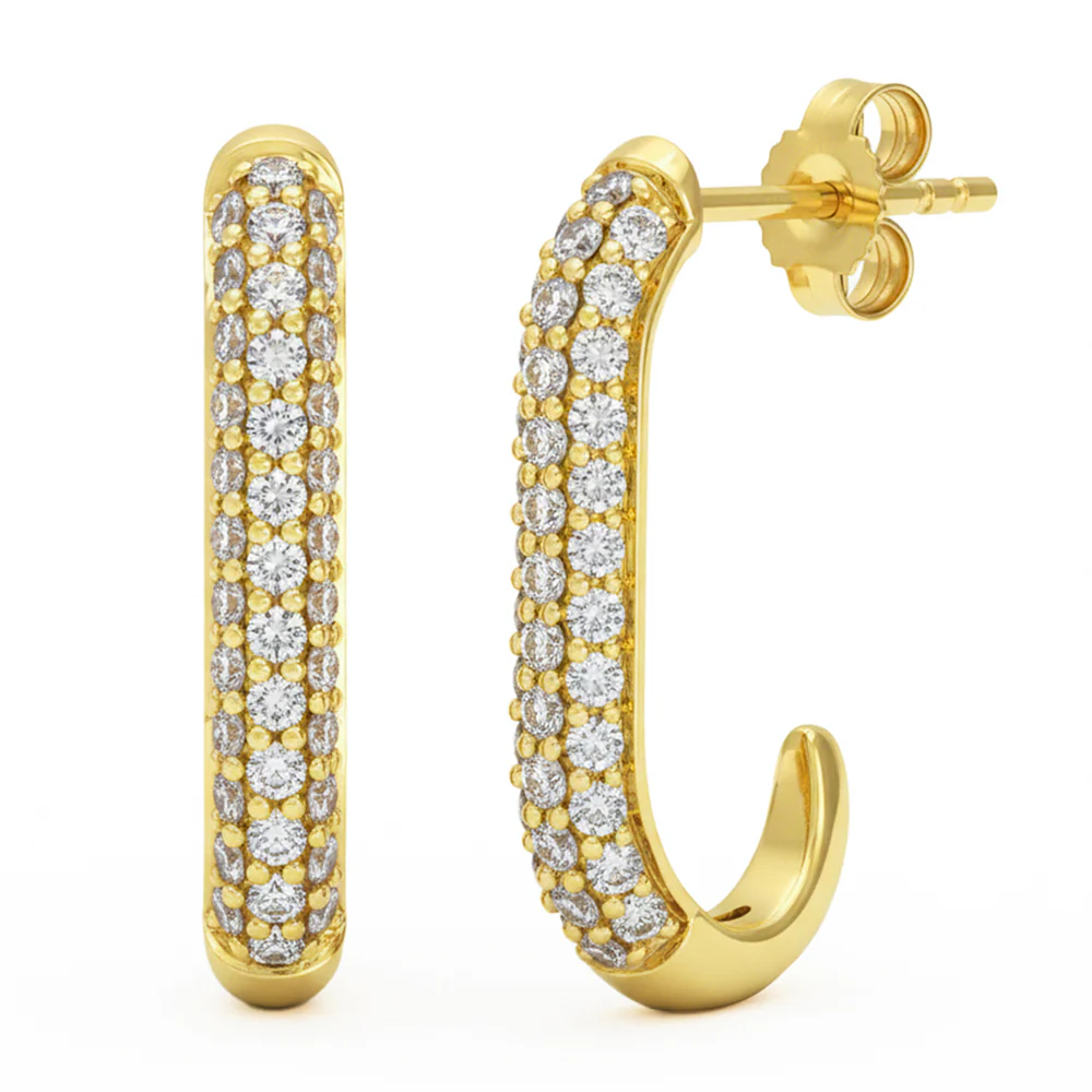 <span style="color:purple">SPECIAL!</span> .71ct G SI 14kt Yellow Gold Diamond J Hoop Earrings