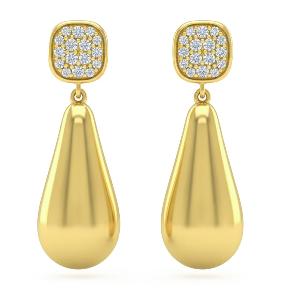 <span style="color:purple">SPECIAL!</span> .25ct G SI 14kt Yellow Gold Modern Diamond Drop Earrings