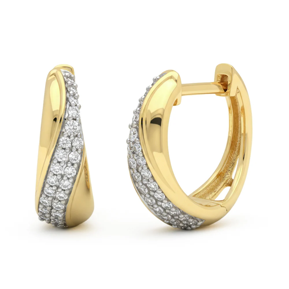 <span style="color:purple">SPECIAL!</span> .19ct G SI 14kt Yellow Gold Diamond Hoop Huggie Earrings