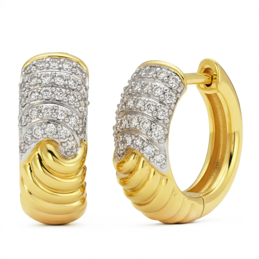 <span style="color:purple">SPECIAL!</span> .25ct G SI 14kt Yellow Gold Chunky Modern Diamond Hoop Earrings