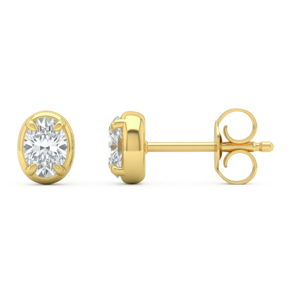 <span style="color:purple">SPECIAL!</span> .37ct G SI 14kt Yellow Gold Oval Cut Diamond Solitaire Earrings