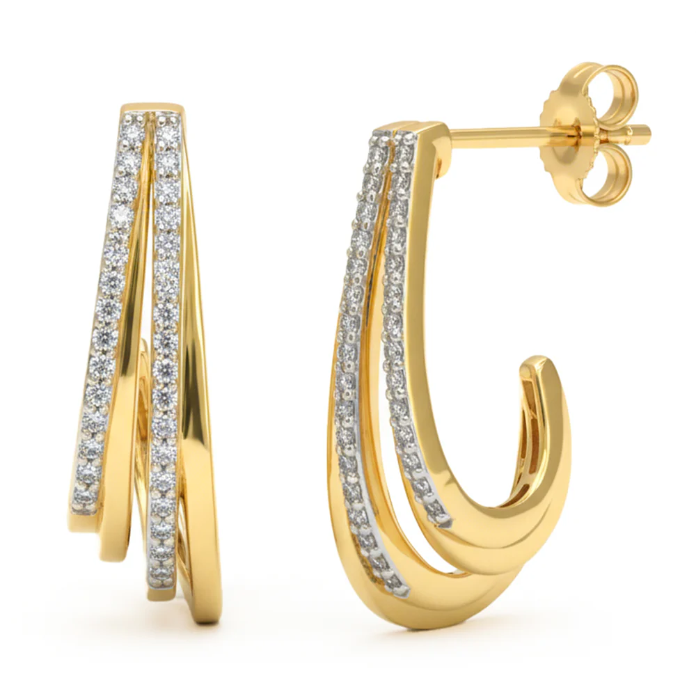 <span style="color:purple">SPECIAL!</span> .24ct G SI 14kt Yellow Gold Diamond J Hoop Earrings