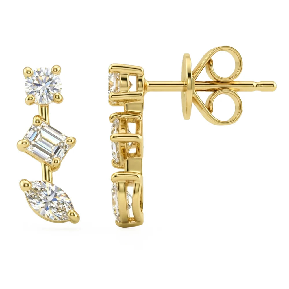 <span style="color:purple">SPECIAL!</span> .83ct G SI 14kt Yellow Gold Multi Shape Diamond Drop Earrings