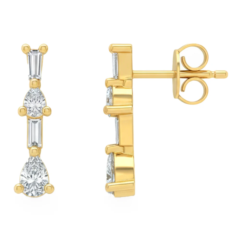 <span style="color:purple">SPECIAL!</span> .39ct G SI 14kt Yellow Gold Unique Diamond Drop Earrings