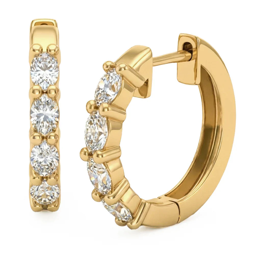 <span style="color:purple">SPECIAL!</span> .64ct G SI 14kt Yellow Gold Oval Diamond Hoop Earrings