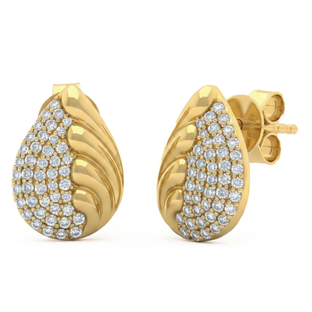 <span style="color:purple">SPECIAL!</span> .48ct G SI 14kt Yellow Gold Pear Shaped Modern Diamond Earrings