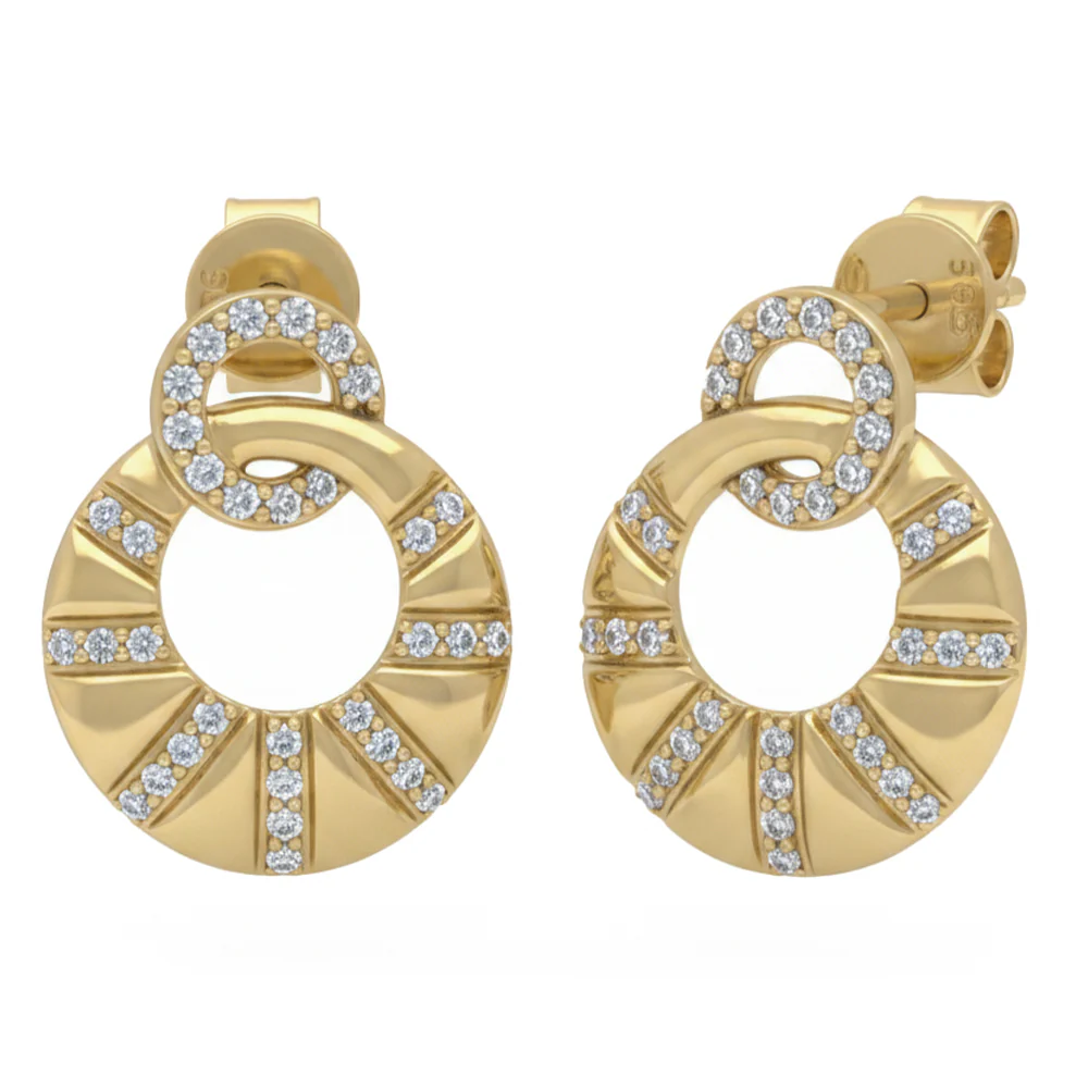 <span style="color:purple">SPECIAL!</span> .29ct G SI 14kt Yellow Gold Round Circle Diamond Modern Stud Earrings