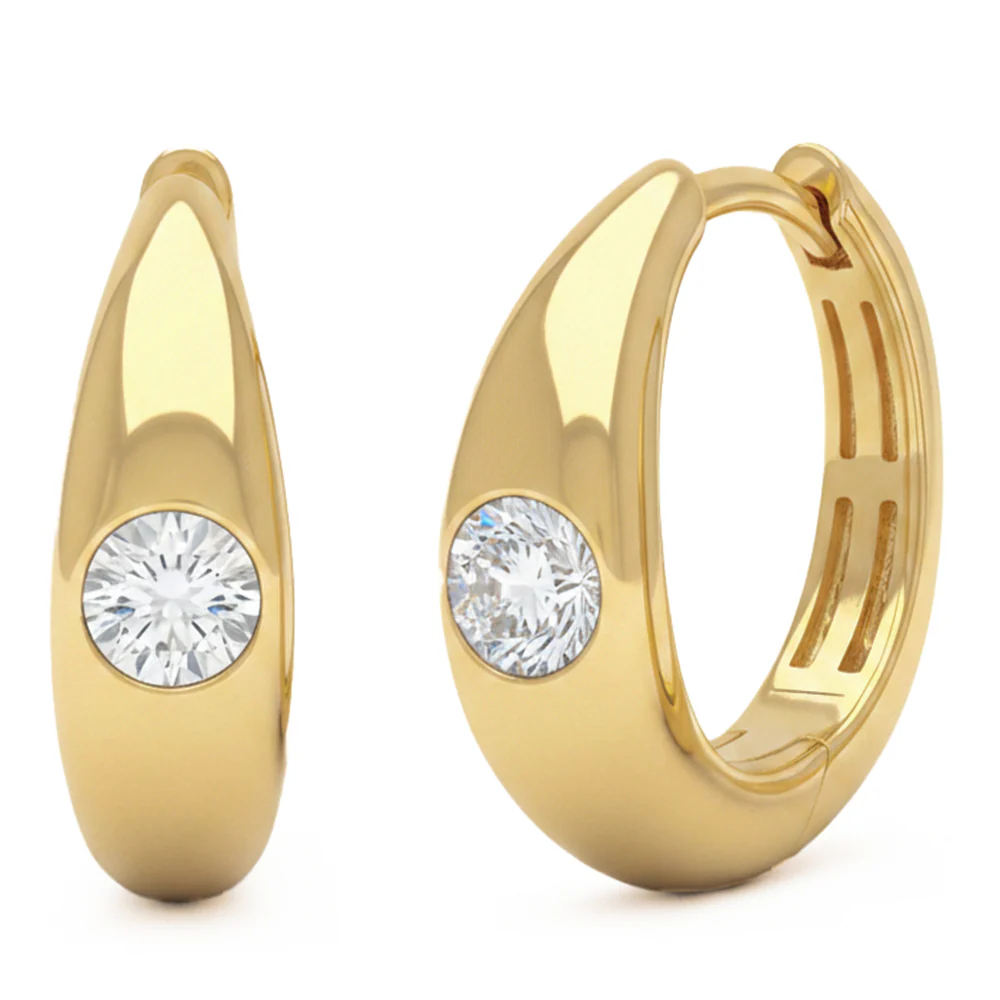 <span style="color:purple">SPECIAL!</span> .13ct G SI 14kt Yellow Gold Modern Diamond Hoop Earrings