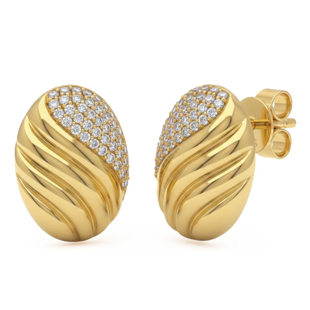 <span style="color:purple">SPECIAL!</span> .30ct G SI 14kt Yellow Gold Oval Shape Diamond Modern Stud Earrings