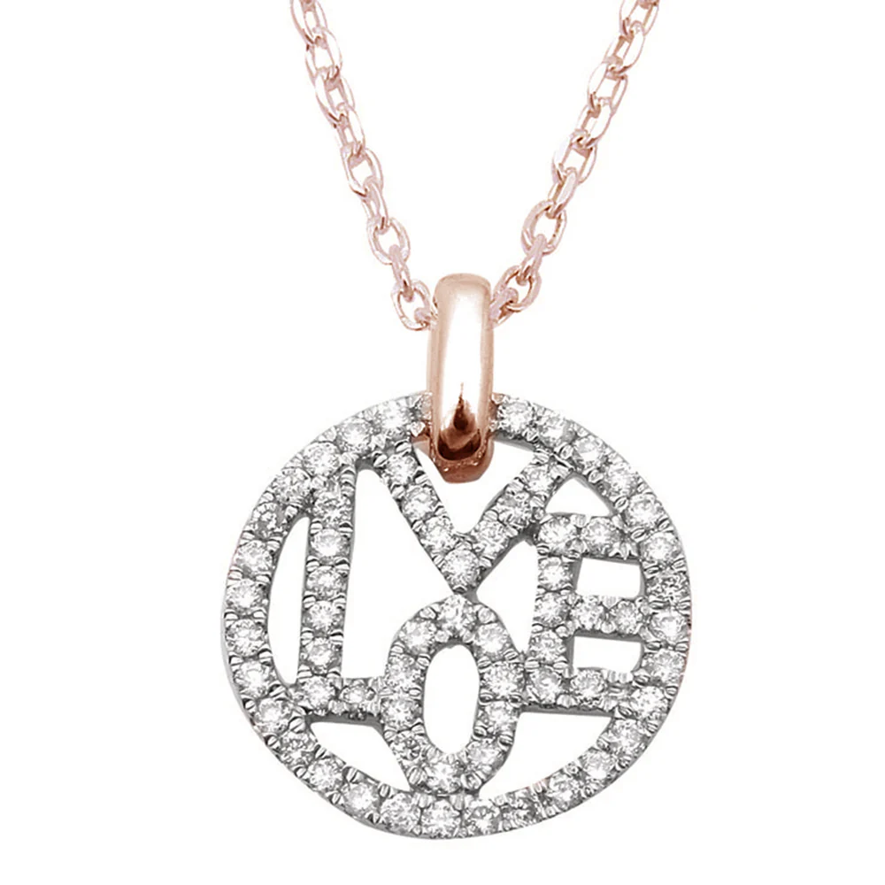 <span>DIAMOND CLOSEOUT! </span> 14kt Rose Gold .35ct Diamond LOVE Heart pendant