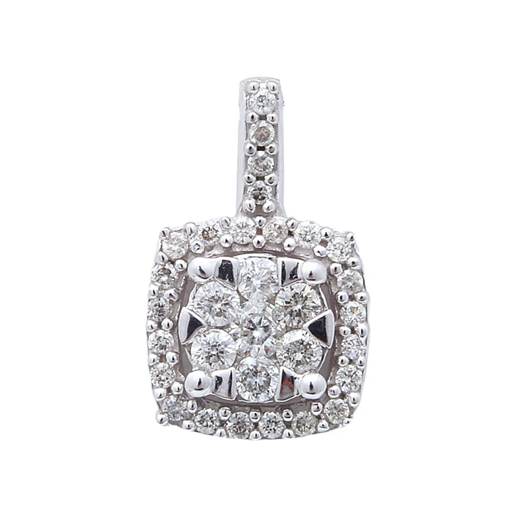 <span>DIAMOND  CLOSEOUT! </span> .24ct  14kt White gold Princess Diamond Solitaire Pendant