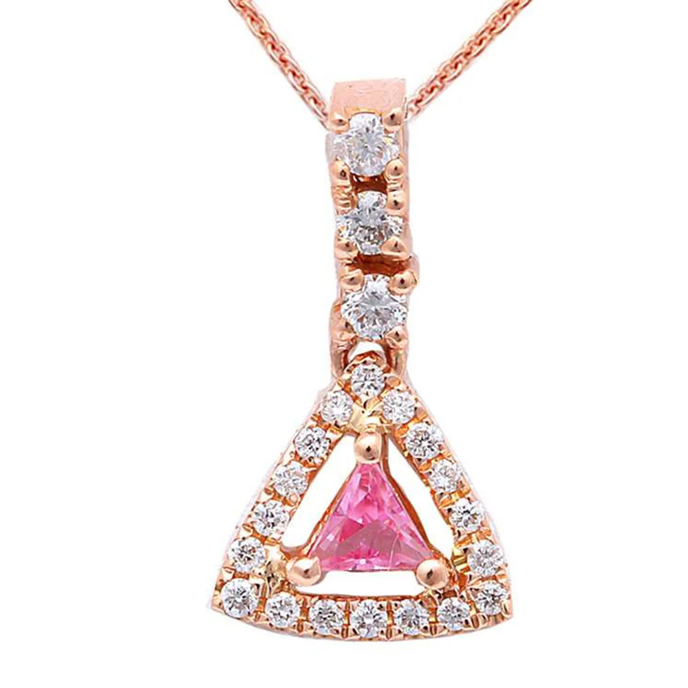 <span>GEMSTONE CLOSEOUT! </span> 14kt Rose gold .50ct Pink Sapphire Drop Diamond Pendant