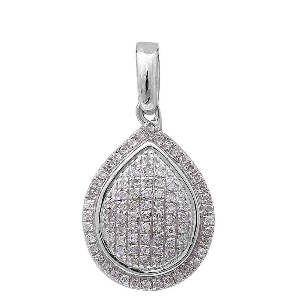 <span>DIAMOND CLOSEOUT! </span> .13ct F SI 14kt White Gold Diamond Pear Shaped Drop Pendant No Chain