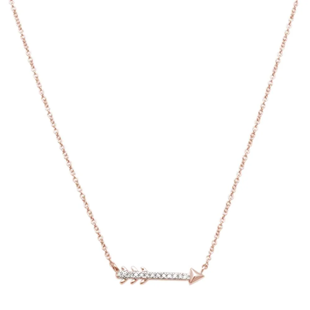 <span>DIAMOND CLOSEOUT! </span>.03ct 14kt Rose Gold Trendy Diamond Cupid Arrow Pendant 18" Necklace