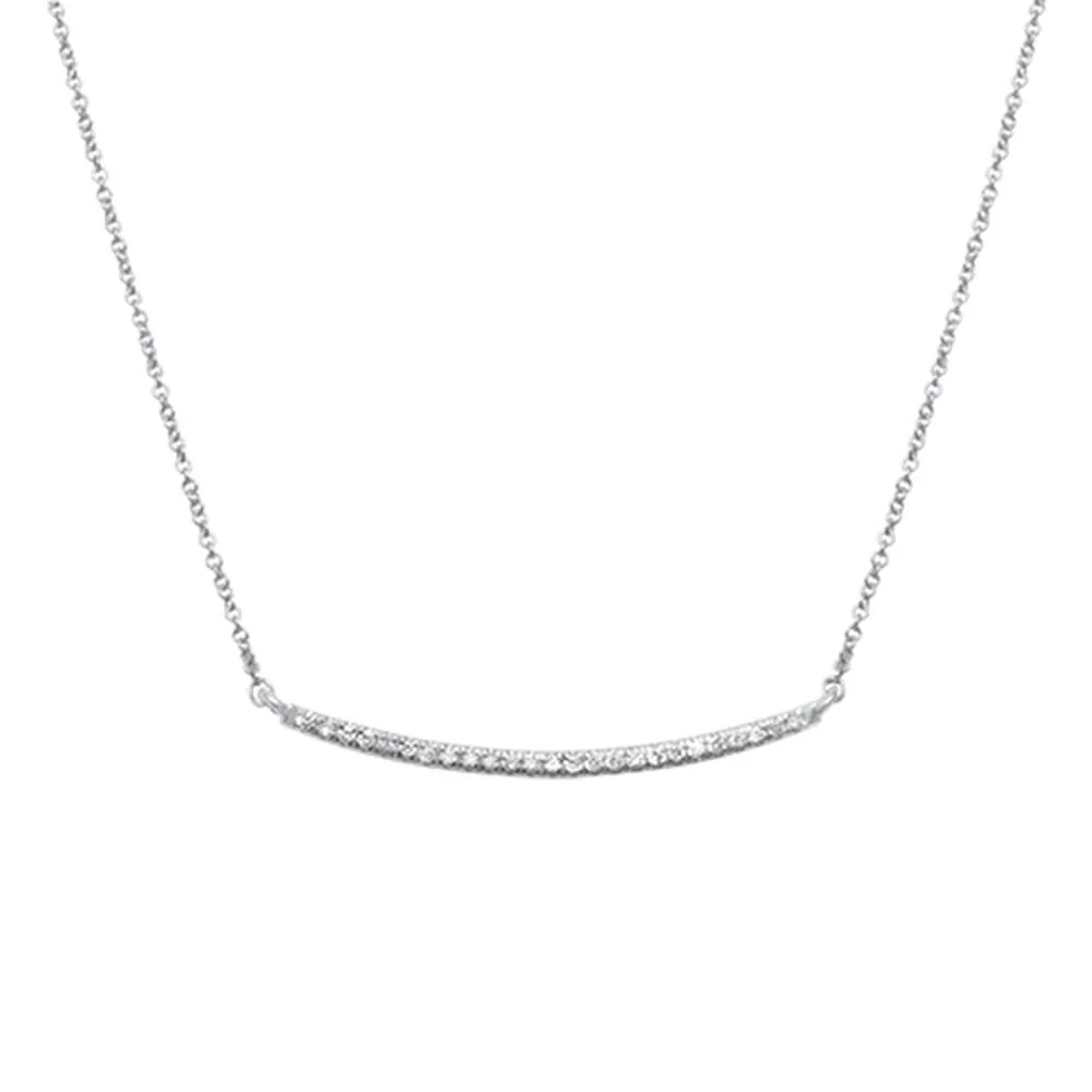 <span>DIAMOND  CLOSEOUT! </span>.15ct 14kt White Gold Diamond Trendy Bard Pendant 18" Necklace