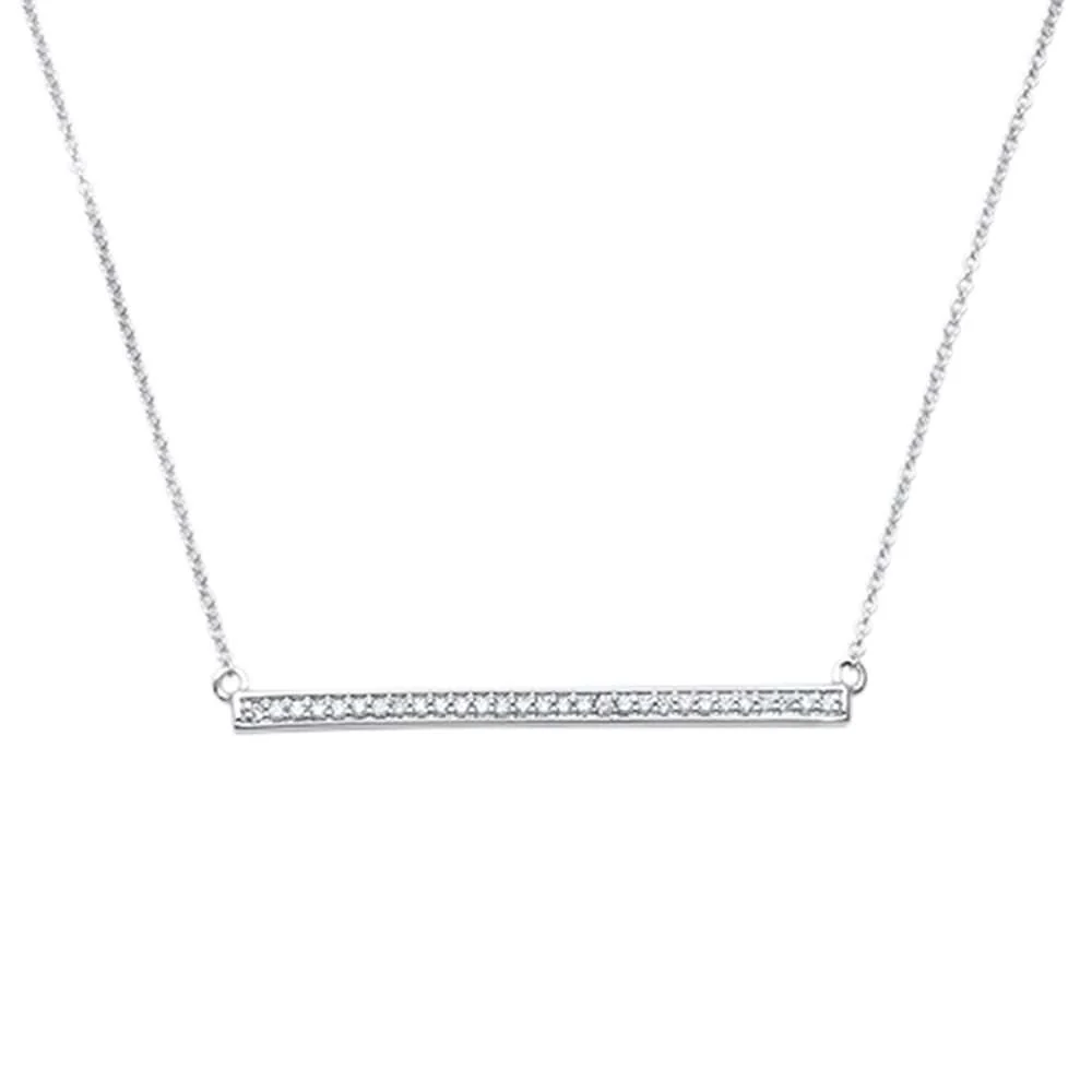 <span>DIAMOND CLOSEOUT! </span>.14ct 14kt White Gold Trendy Round Diamond Bar Pendant 18" Necklace
