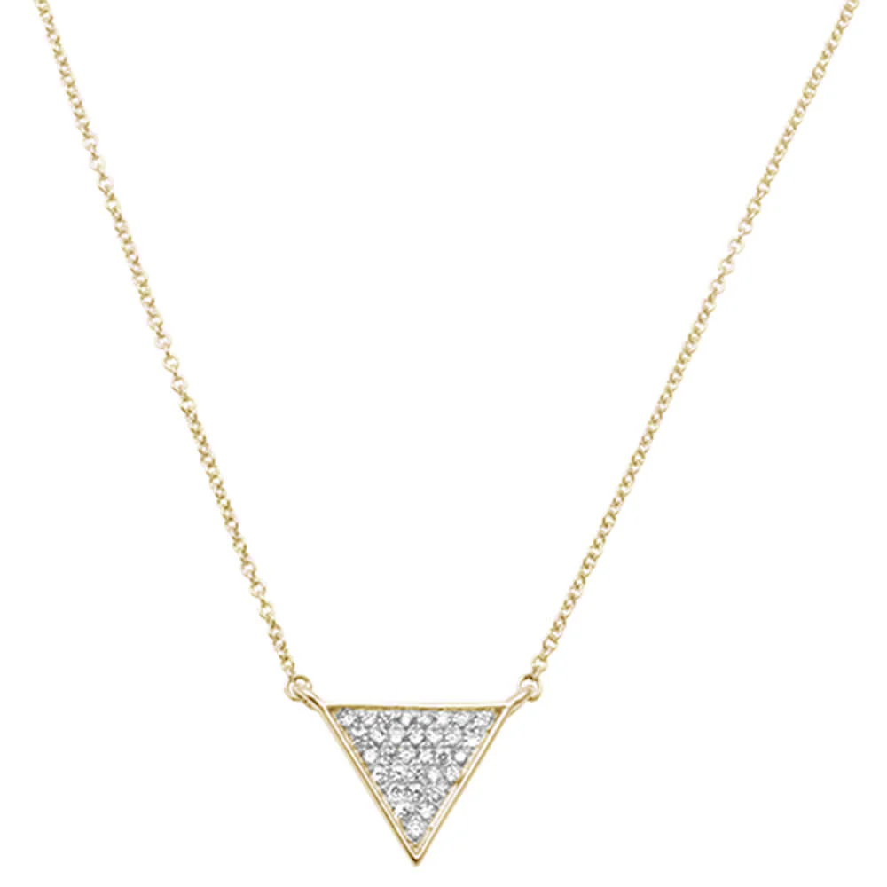 <span>DIAMOND CLOSEOUT! </span> .16ct 14kt Yellow Gold Triangle Trendy Diamond Pendant 18" Necklace