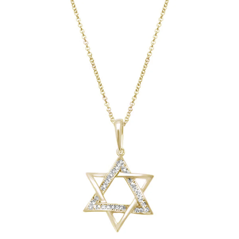 <span>DIAMOND CLOSEOUT! </span> .05ct 14kt Yellow Gold Diamond Star of David Charm Necklace Pendant 18" - Image 2