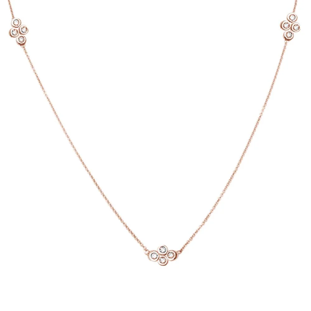<span>DIAMOND CLOSEOUT! </span>.15cts 14k Rose Gold Diamond Station Necklace 18"