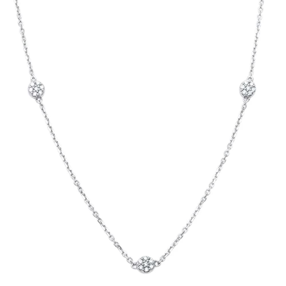 <span>DIAMOND CLOSEOUT! </span> .16ct 14kt White Gold 3 Diamond Trendy Pendant 18" Necklace