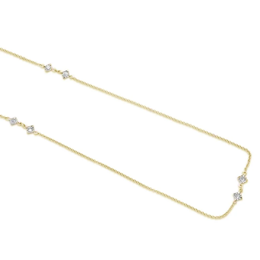 <span>DIAMOND CLOSEOUT! </span> .26ct 14k Yellow Gold Diamond Station Necklace 18"