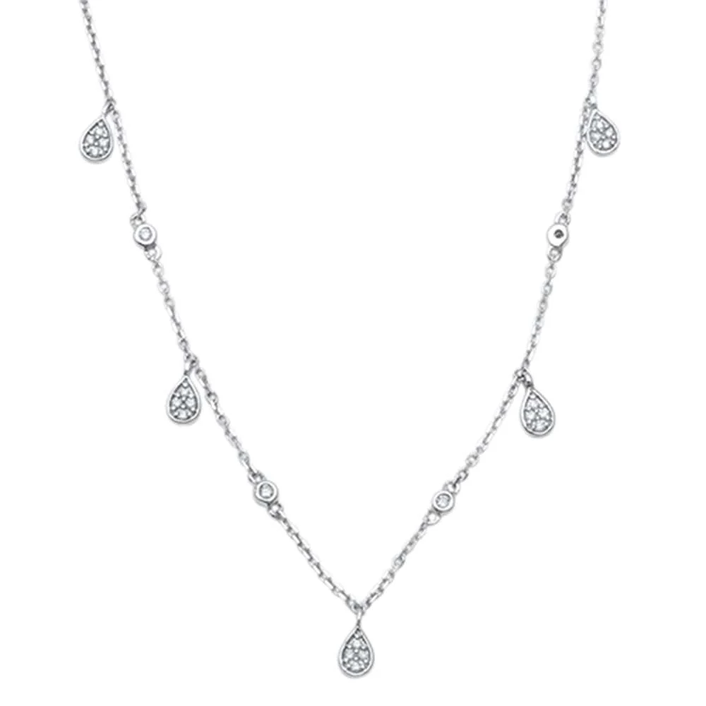 <span>DIAMOND CLOSEOUT! </span> .11ct 14kt White Gold Pear Tear Drop Diamond Pendant 18" Necklace