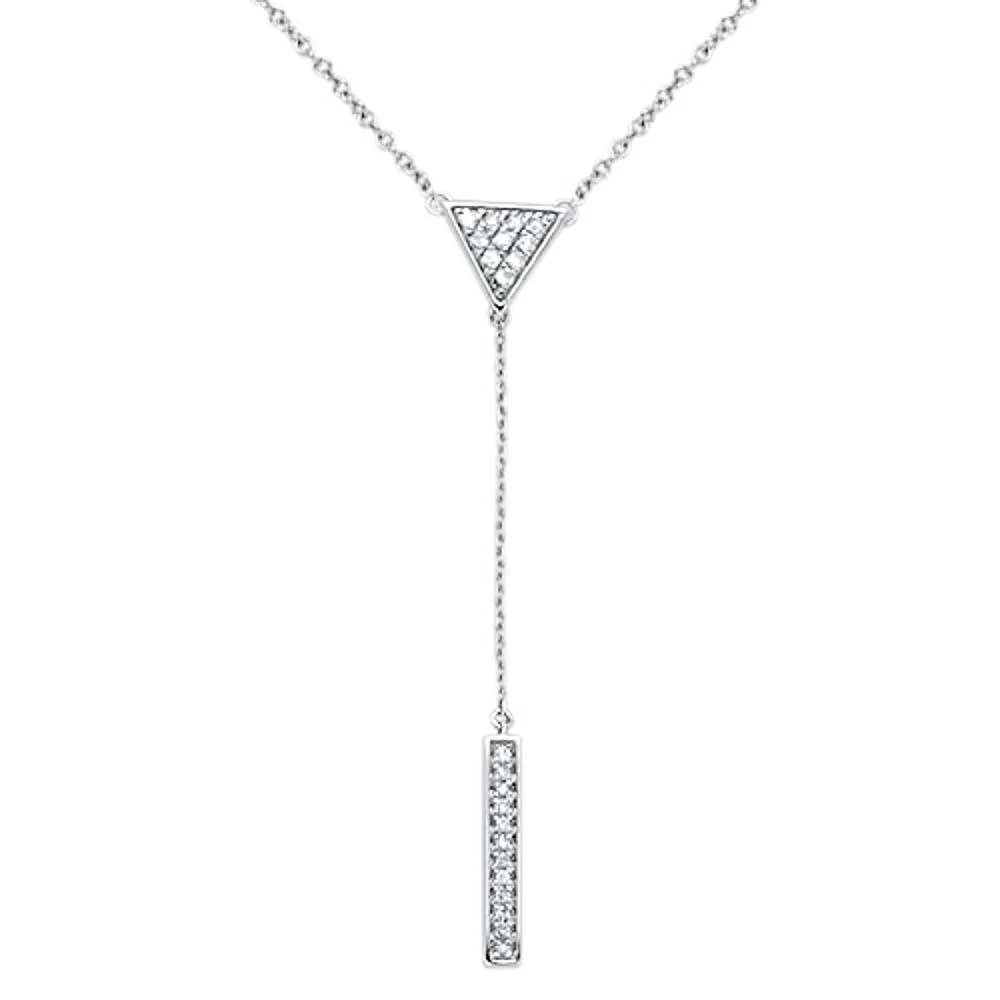 <span>DIAMOND CLOSEOUT! </span>.17cts 14kt White Gold Round Diamond Drop Lariat Pendant Necklace 18" Long
