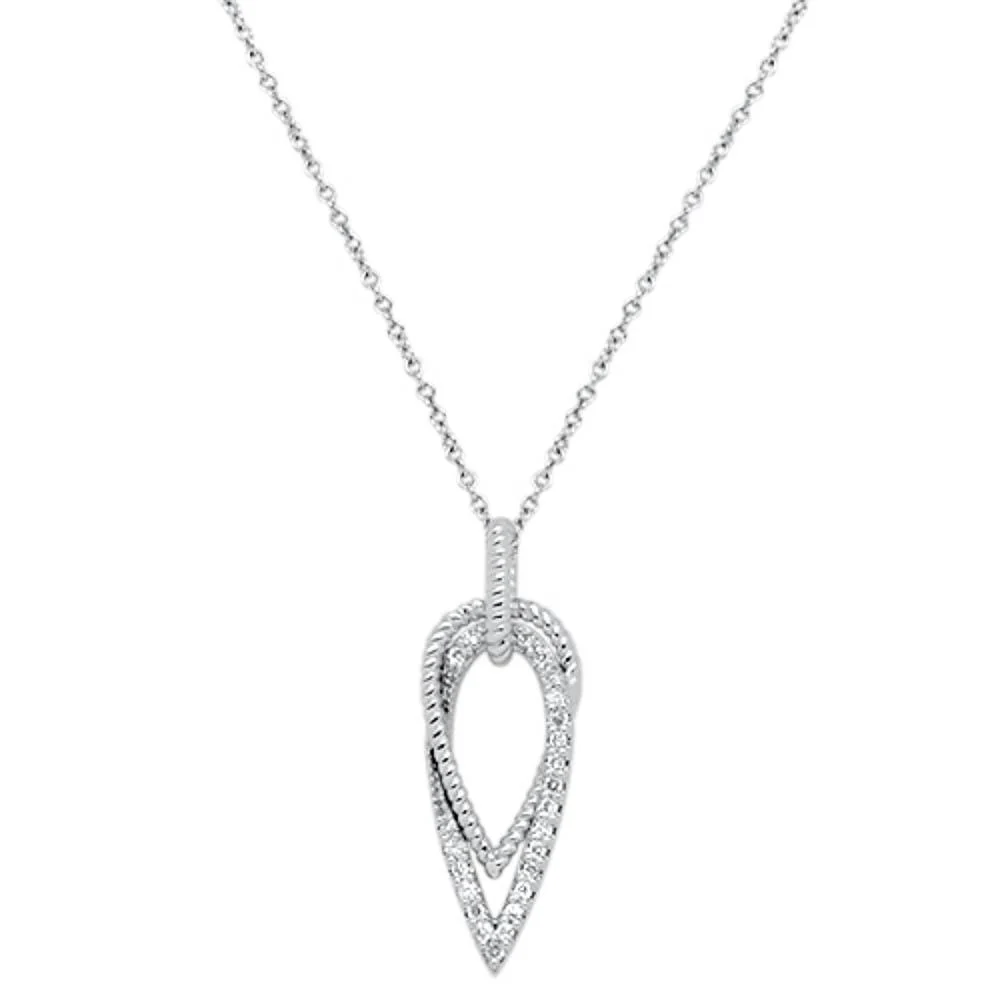 <span>DIAMOND CLOSEOUT! </span>.15cts 14kt White Gold Unique Round Diamond Pendant Necklace 18" Long