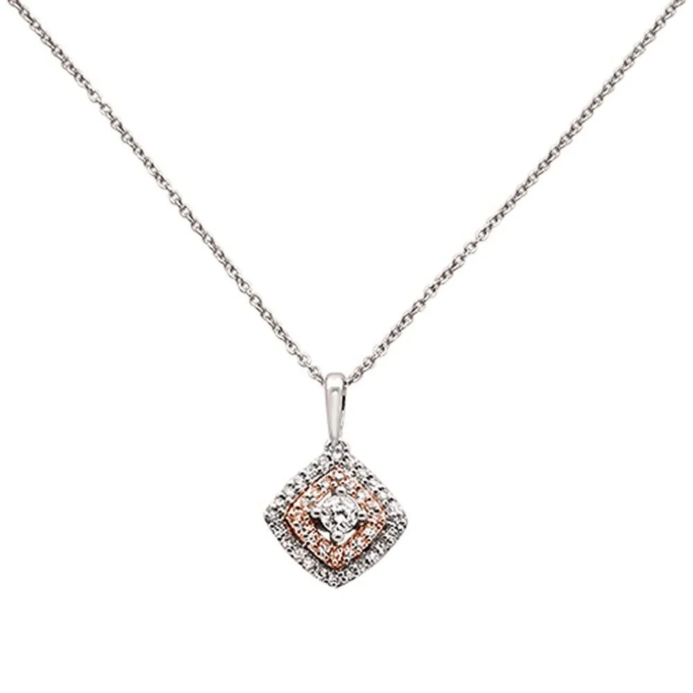 <span>DIAMOND CLOSEOUT! </span> .26ct 14k Two Tone Antique Diamond Pendant Necklace 18" Long